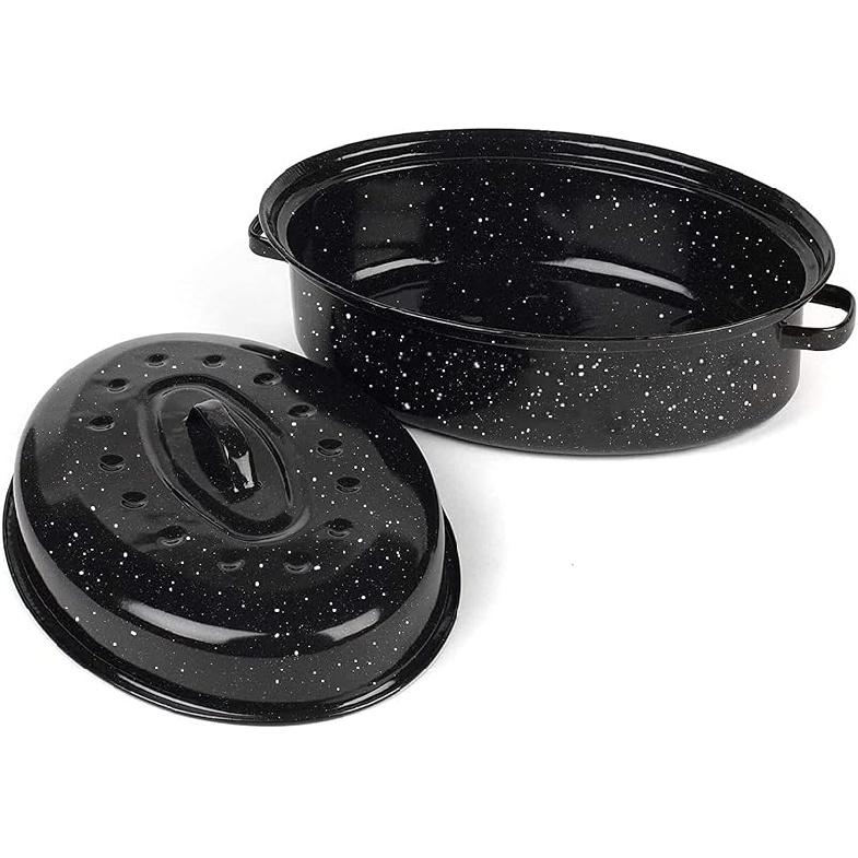 14,6-дюймовая жаровня, эмалированная овальная жаровня для индейки с куполообразной крышкой - подарок для мамы, с крышкой, антипригарная, без химикатов - жаровня для курицы 14.6 Inch