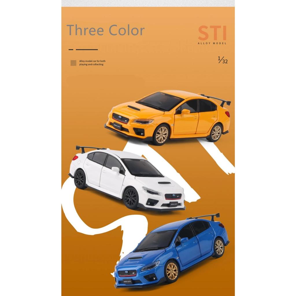 1/32 Subarus WRX STI Alloy Sports Car Model Diecast Simulation Metal Toy Race Car Model Sound and Light Collection Children Gift