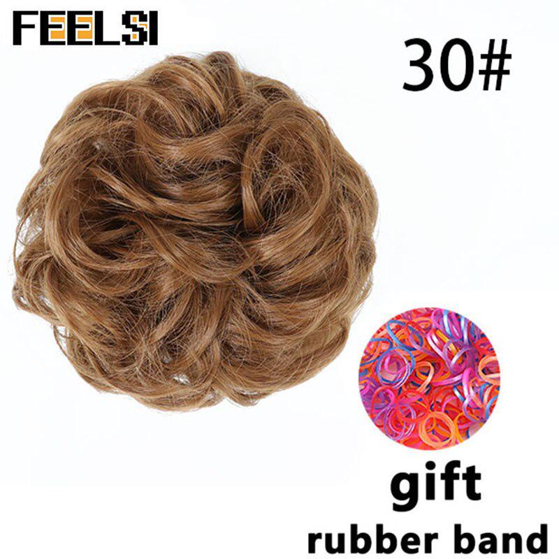 Chignon ondulat de damă cu bandă elastică de cauciuc Scrunchie sintetic pentru păr înfășurat Coc dezordonat posturi