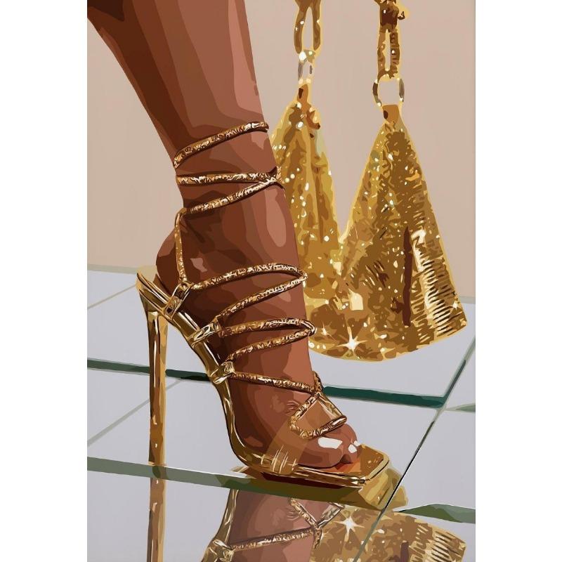 Modern African Black Women Jewelry Necklace Metal Fashion Art Poster Canvas Paintings Wall Art Pictures Home Decor