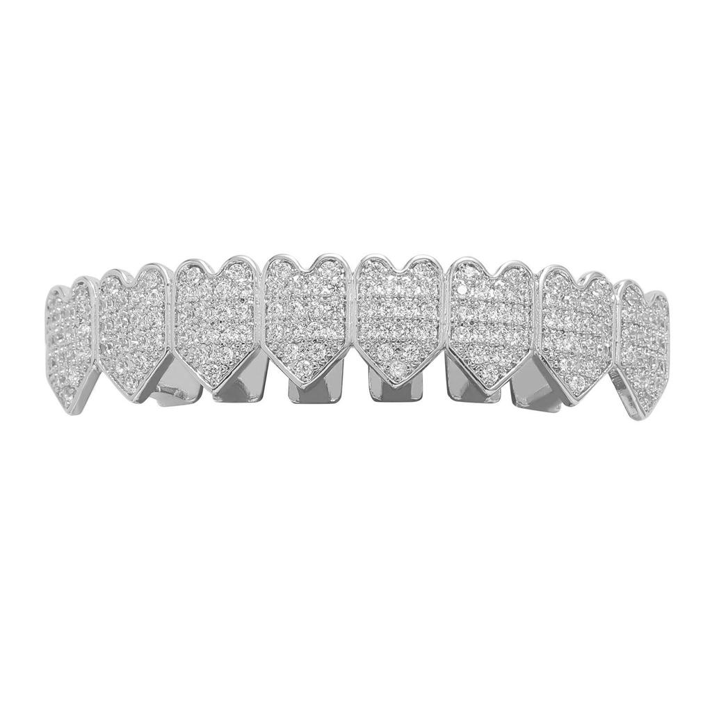 Heart-Shaped Copper Zircon Fangs: Punk Street Style Hip-Hop Braces