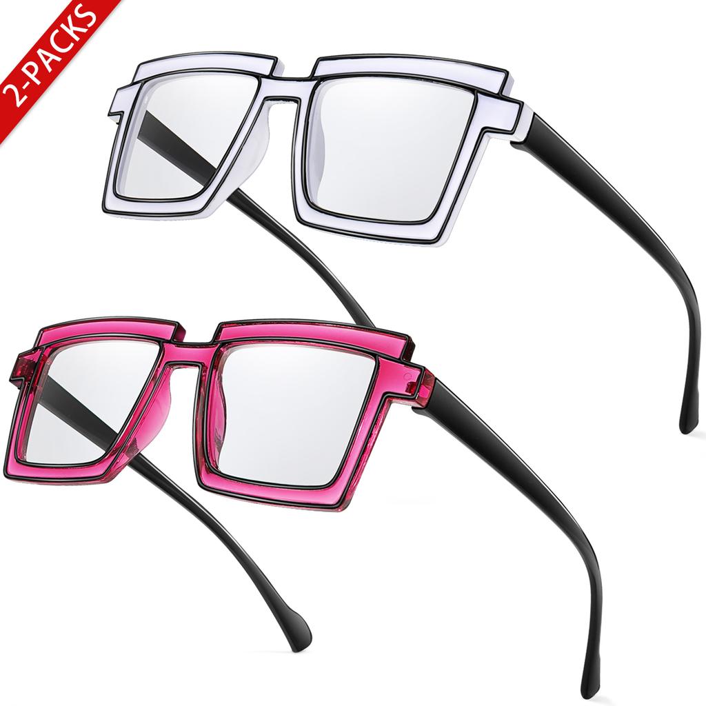 2 Pairs Men and Women's Fashion Sunglasses Square Frame Candy Color Glasses for Parties Shopping and Selfie