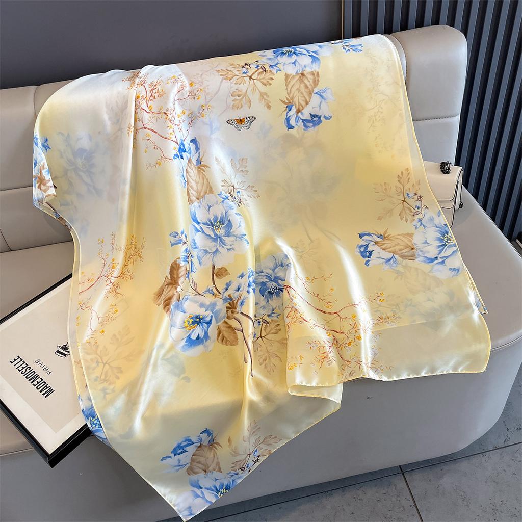 New Women Scarves Spring Summer Autumn Luxury Print Thin Light Satin Scarf Fashion Wrap Shawls 55 Colors Elegant Bandana Poncho