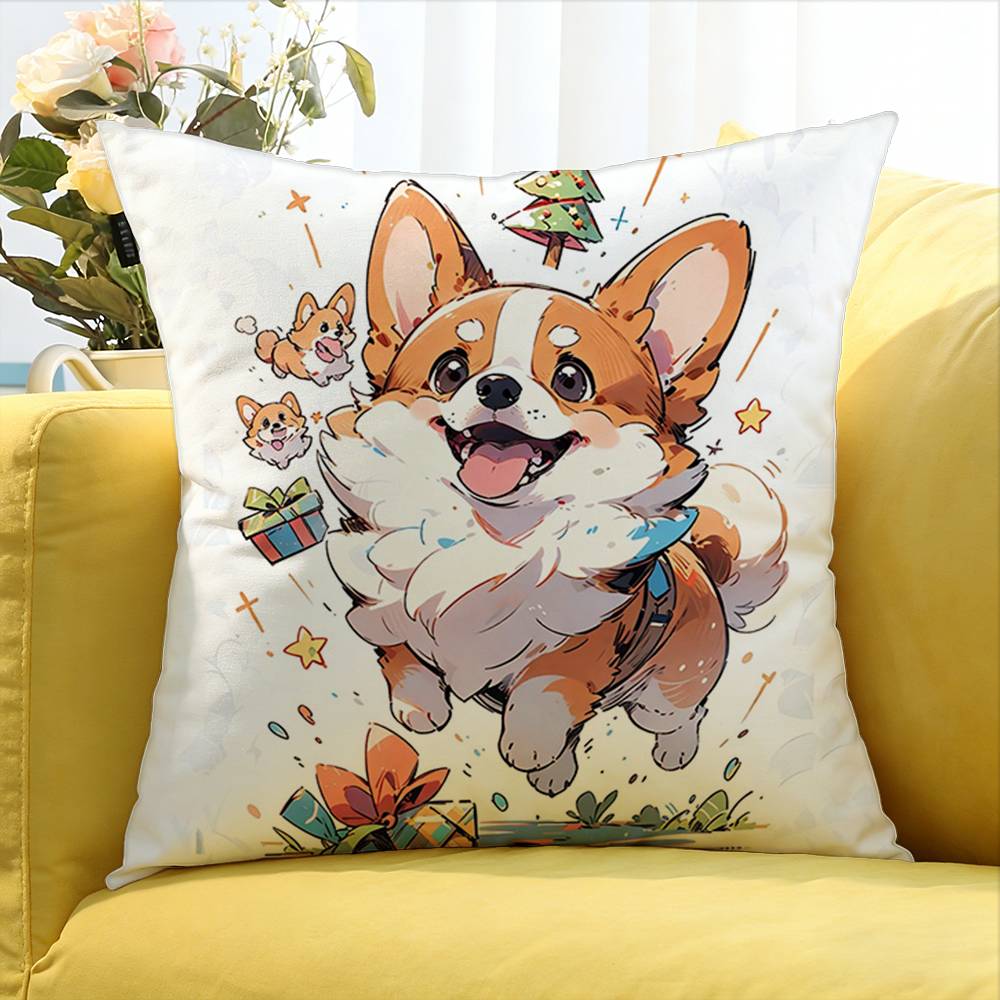 cute Corgi World Various Sizes Square Pillow Case For Car Home Bedchamber Decor