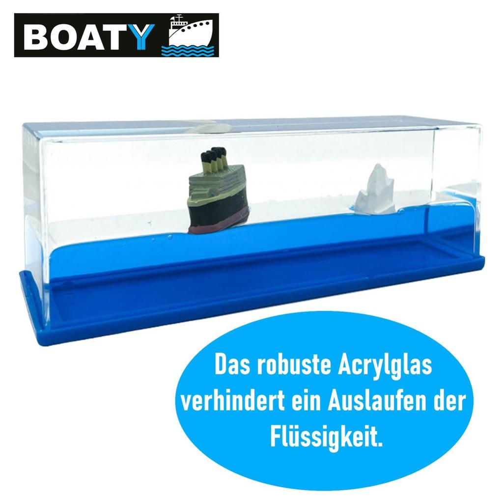 BOATY Nepotopitelná loď Skleněná koule Třesoucí se koule Dekorační loď Dárek Titanic