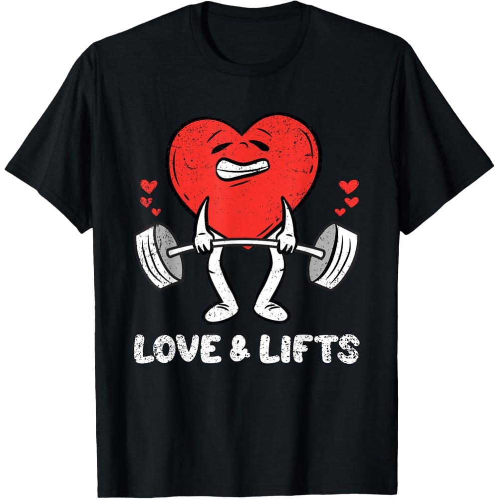 Lifting Heart Valentines Day Love Fitness Gym Workout T-Shirt 4XL чёрный