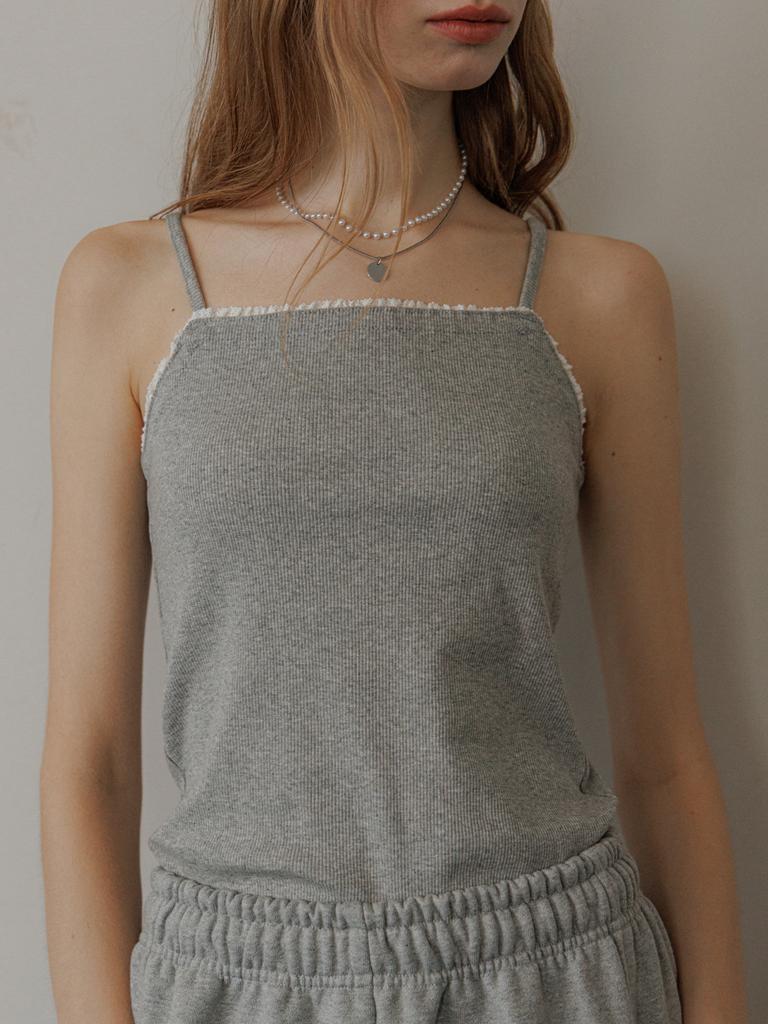 EIGHT DAYS A WEEK Lace Ribbed Sleeve Grey Ad356