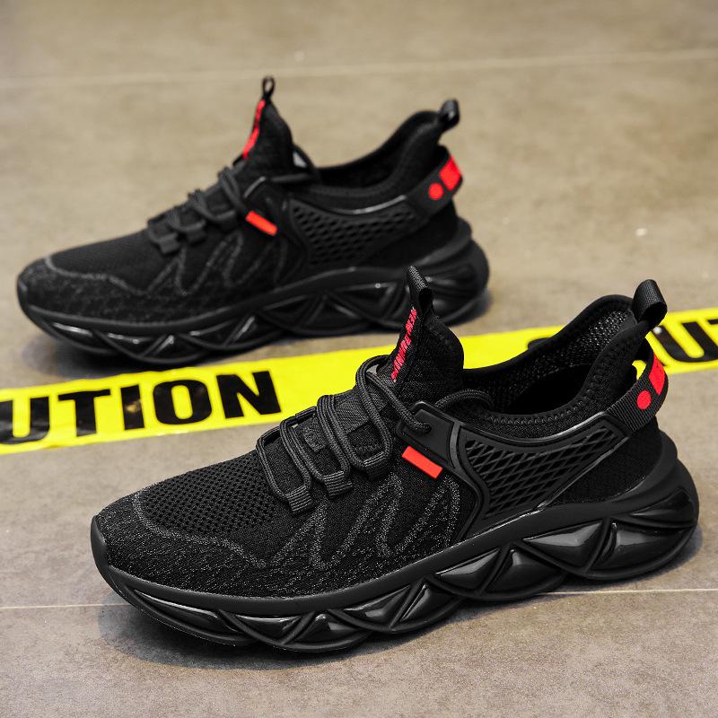 Breathable Mesh Comfort Sneakers Anti-slip Light Running Casual Shoes Men Fashion Versatile Tide Shoes Platform Black Tenis