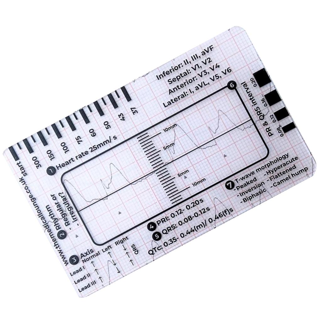 Portable ECG EKG 7 Step Ruler Card ECG/EKG Interpretation Tool For Easy ECG EKG Interpretation Heart Health Assessment