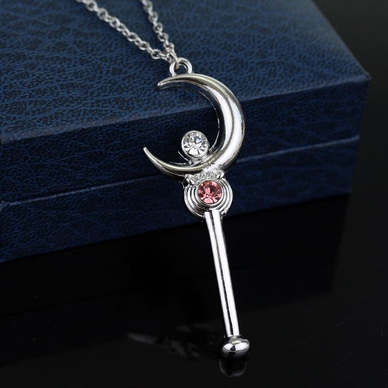 Anime Kreskówka Sailor Moon Różdżka Kryształowy Wisiorek Naszyjnik Akcesoria Biżuteria