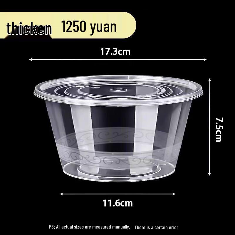 Yudu Disposable Round Transparent Thickened Plastic Bowl with Lid