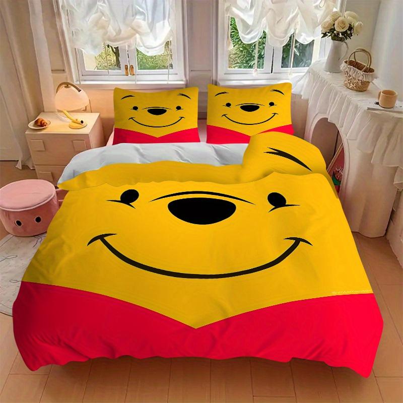 3pcs Set Pooh1pc of Quilt Cover+2pcs of Pillowcase, No Core, Print Bedding, All Seasons Bedroom Setting092