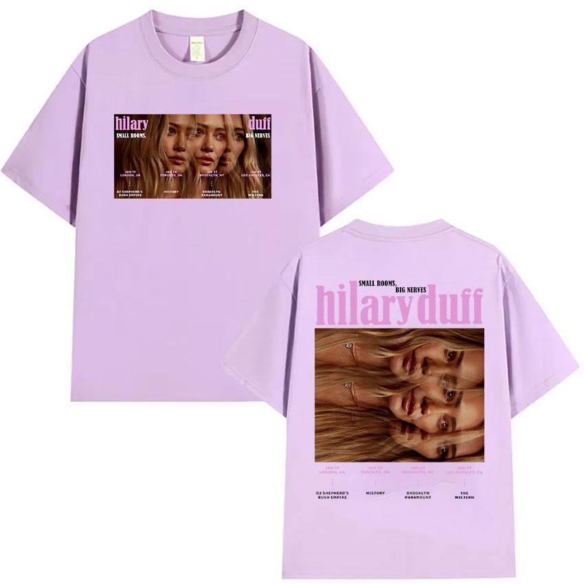 Hilary Duff SMALL ROOMS BIG NERVES Tour 2026 Grafisk T-shirt Unisex Dam Sommar Estetisk Vintage Mode Överdimensionerad Bomulls-T-shirt