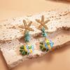 Colorful Ceramic Fish Drop Earrings for Women Starfish Stone Beaded Cartoon Beach Style Summer Jewelry Accessories