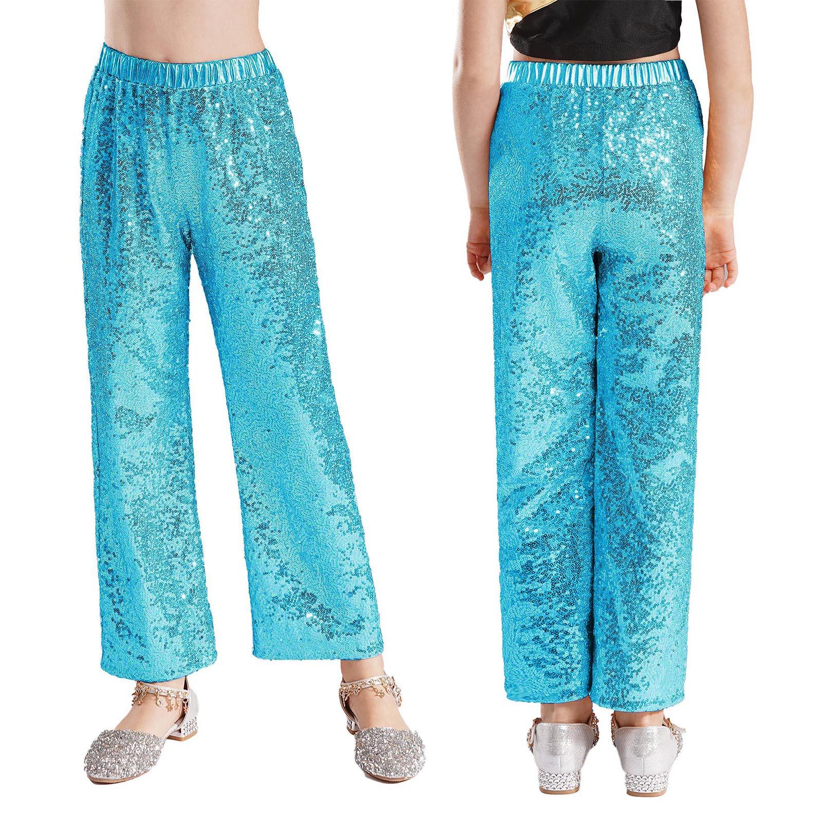 

Дитячі Дівчачі Блискучі Штани з Паєтками Висока Талія Еластичний Пояс Вільні Штани Джазовий Танець Сценічний Виступ 5-6 Years