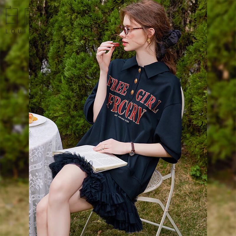 

Bailuyu Letter Print Mesh Short Dress S