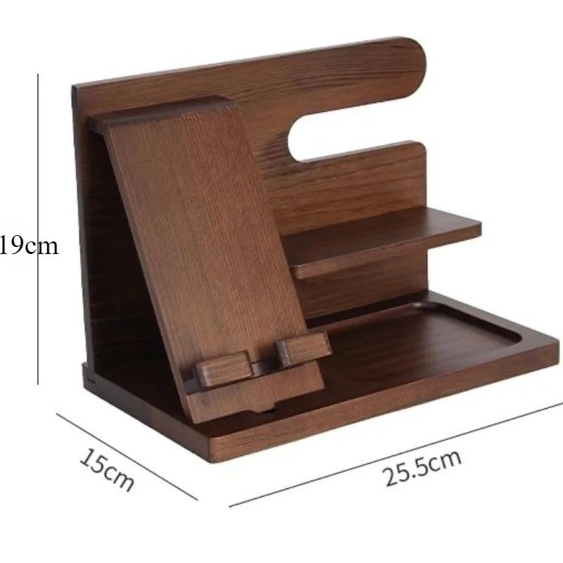 Solid Wood Phone Stand Desktop Creative Storage Rack Multifunctional Hanging Watch Glasses Key Accessories