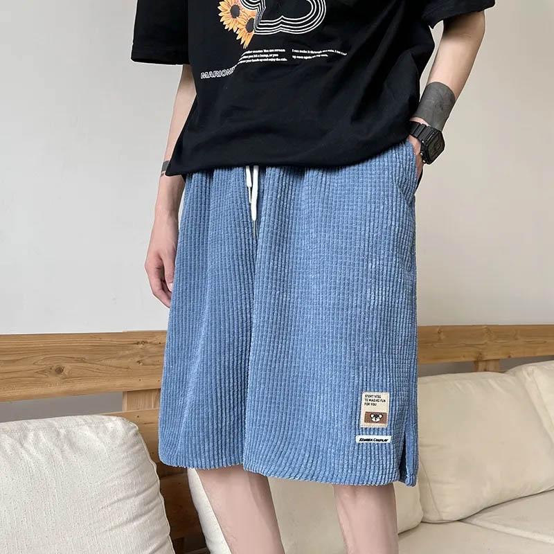 Men's Summer 7 Points Pants Breathable Slit Design Fashion Shorts Waist Drawstring Oversize Casual Shorts