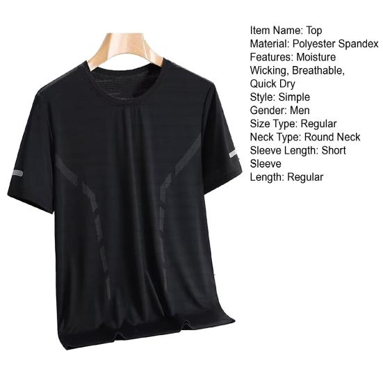 T-shirts d'entraînement à séchage rapide pour hommes - Hauts légers évacuant l'humidité - T-shirt de sport pour la salle de sport avec ventilation en mesh pour la course à pied, le fitness, le refroidissement