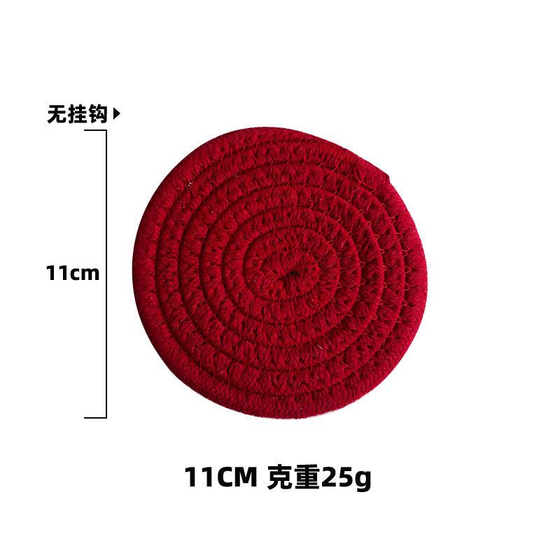 

Colored Placemat Pastoral Style Thickened Insulation Cotton Linen Woven Table Mat Heat Resistant Anti Scalding Sand Pot Cup Mat As Picture