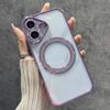 For iPhone 16 Magnetic Case Bling Rhinestone Clear TPU+PC Phone Cover
