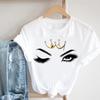 (Asiatische Größe)Frauen Sommer Crown Eye wimpern Wimpern Druck Mode T-shirt Kurzarm Lady Print T Top Weibliche Kleidung Casual Grafik T-shirt