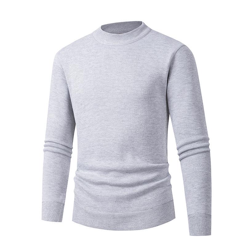 Men's Slim Fit Half-Turtleneck Sweater - Fashionable Solid Color Knit