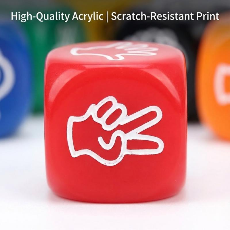 Rock Paper Scissors Dice Set, 6pcs Game Dice With 6 Sides 6 Colors, 20mm Decision Dice For Adults, Kids And Family Party Games