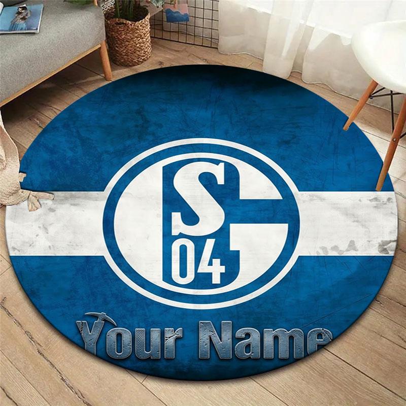 FC Schalke 04 Custom Name Round Area Rug,Carpet Rug for Living Room Bedroom Sofa Playroom Decor,Non-slip Floor Mat