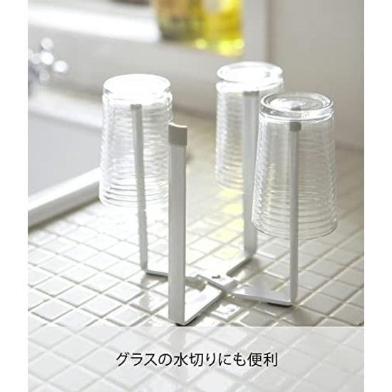 Yamazaki Poly Bag Holder White Approximately Plate Draining Triangular Corner Tabletop Trash Can Slim Foldable 6534