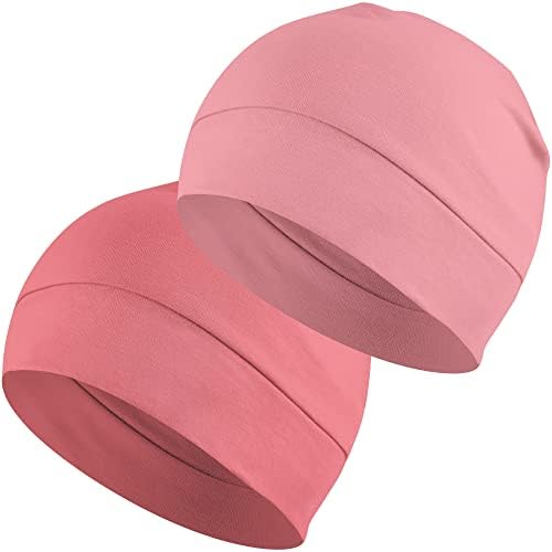 Confezione da 2 berretti Headshion leggeri 100% cotone, cappelli per dormire, berretti con ricamo 3D a teschio per uomo e donna, fodera traspirante per casco
