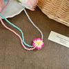 Two-color optimized stone beaded flower pendant necklace simple and unique design collarbone chain fashionable, fresh and sweet item decoration