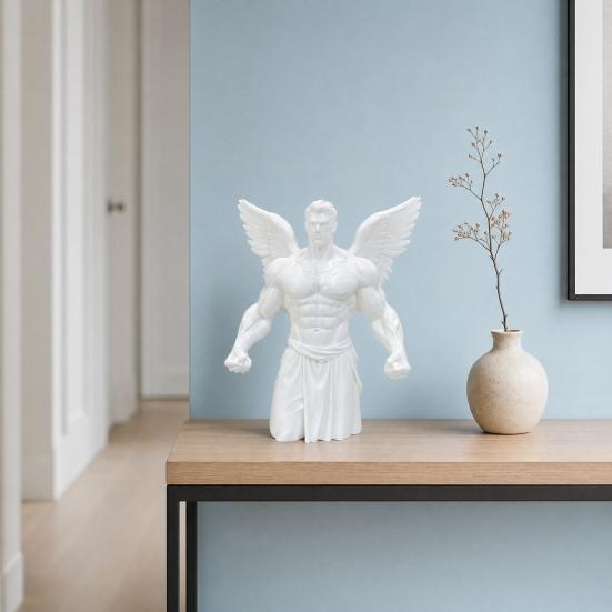 3D Printed Muscular Angel Muscle Wings Figurine Aesthetic Statue