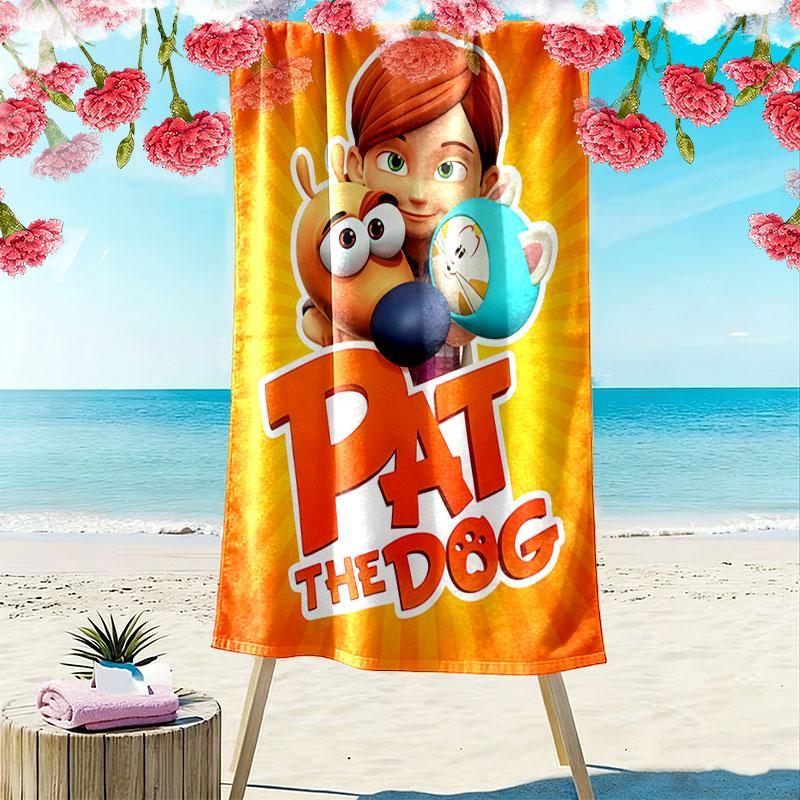 Pat the Dog Print Beach Towel, Large Soft Quick Dry Towel for Beach Camping Swimming