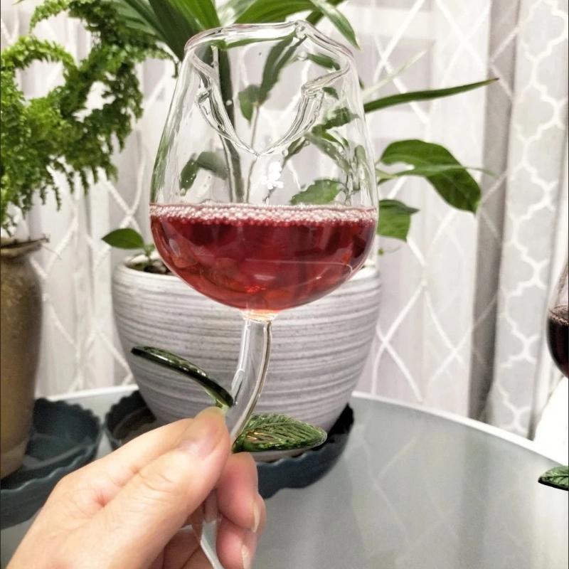 INS-Stil Rosewein-Glas, Eleganter hoher Stiel Rotwein-Kelch für Champagner, Cocktails & Romantisches Essen