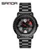 Classic Men's Quartz Watch - Car Wheel Style, Steel Band, Trendy & Casual