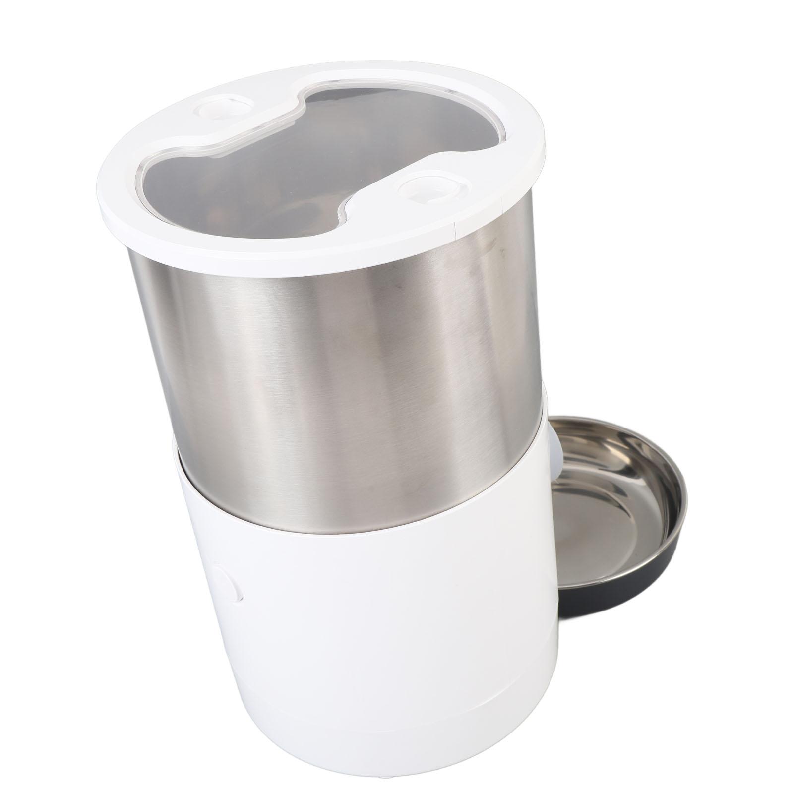 Automatic Cat Feeder 4L Timed Feeding Double Bowls Stainless Steel Automatic Dog Pet Food Dispenser for Home