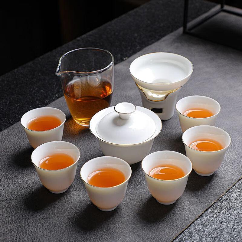 Qiuqiao Mutton-Fat Jade Ceramic Tea Set