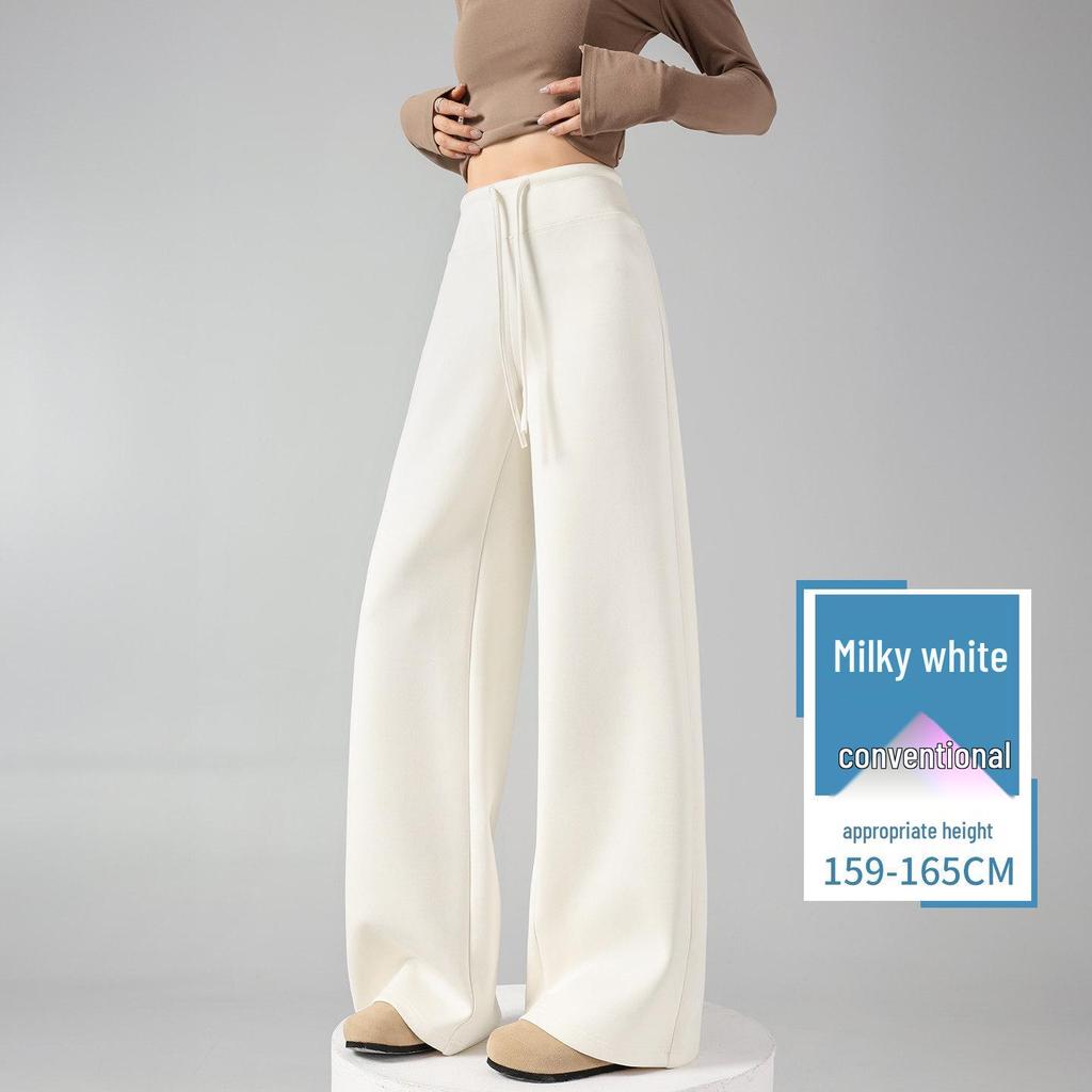 White High-Waisted Wide-Leg Pants for Women - Spring/Autumn 2026 Casual Drape Yoga & Sports Sweatpants