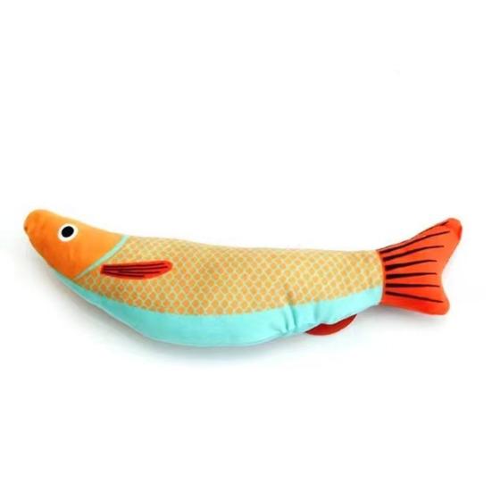 Yousheng Cat Toy Imitation Fish Design Built-in Catnip Kitten Teething Aid Bite-resistant Teeth Grinder Scratch-Resistant Pet
