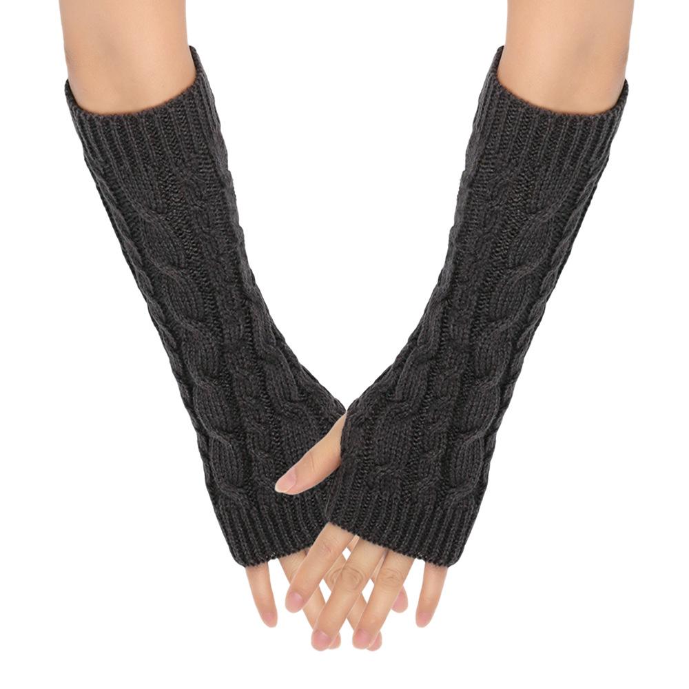 Cable Knit Fingerless Arm Warmers - Thick Winter/Autumn Long Gloves