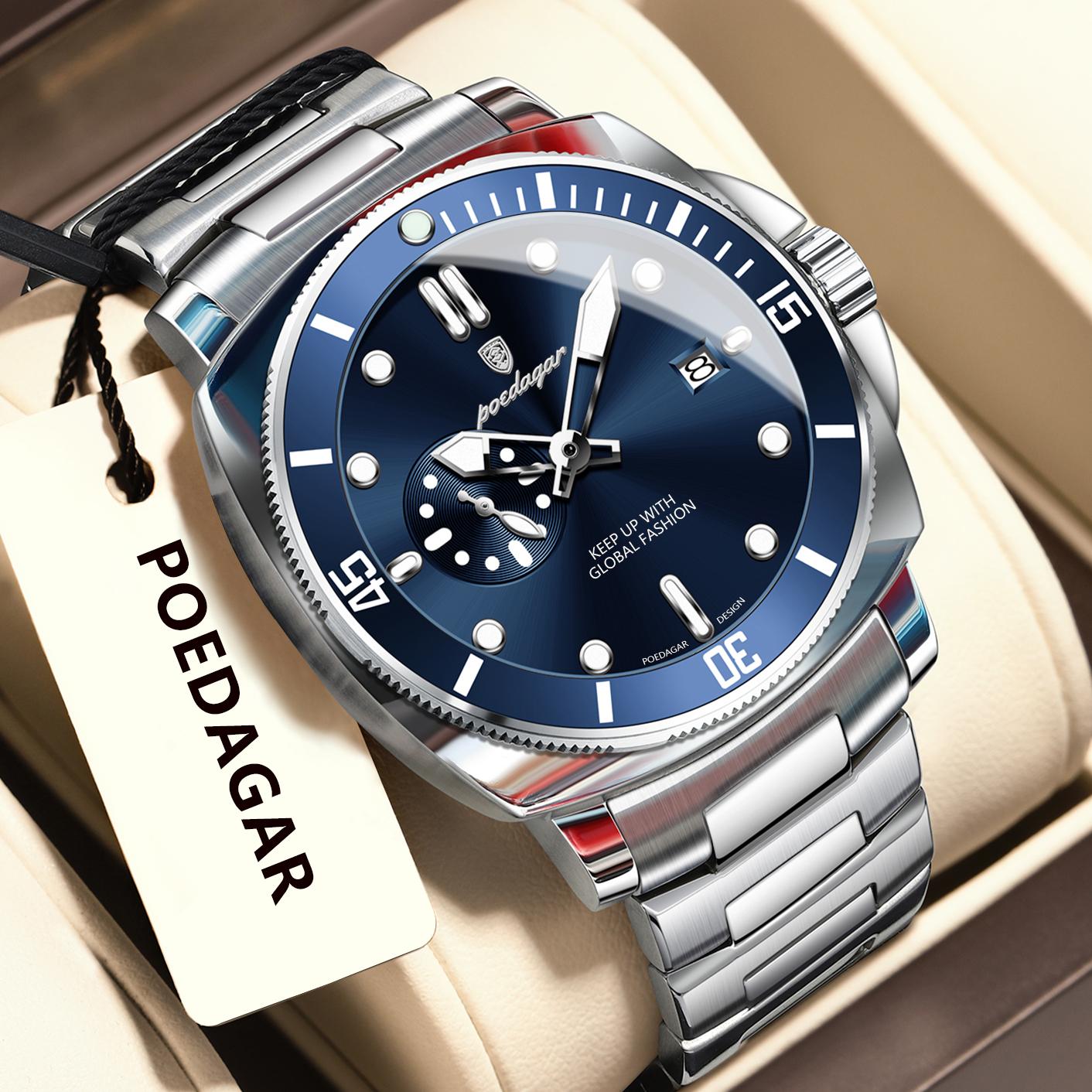 

POEDAGAR Top Fashion Luxury Watch For Men Waterproof Luminous Date Men s Watches Stainless Steel Business Quartz Wristwatch
