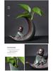 Creative Hydroponic Glass Flower Pot with Ceramic Little Monk Ornament for Living Room Decor