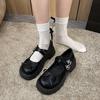 Small leather shoes women's winter 2025 new thick-soled one-word Mary Jane bow with skirt retro Japanese jk single shoes
