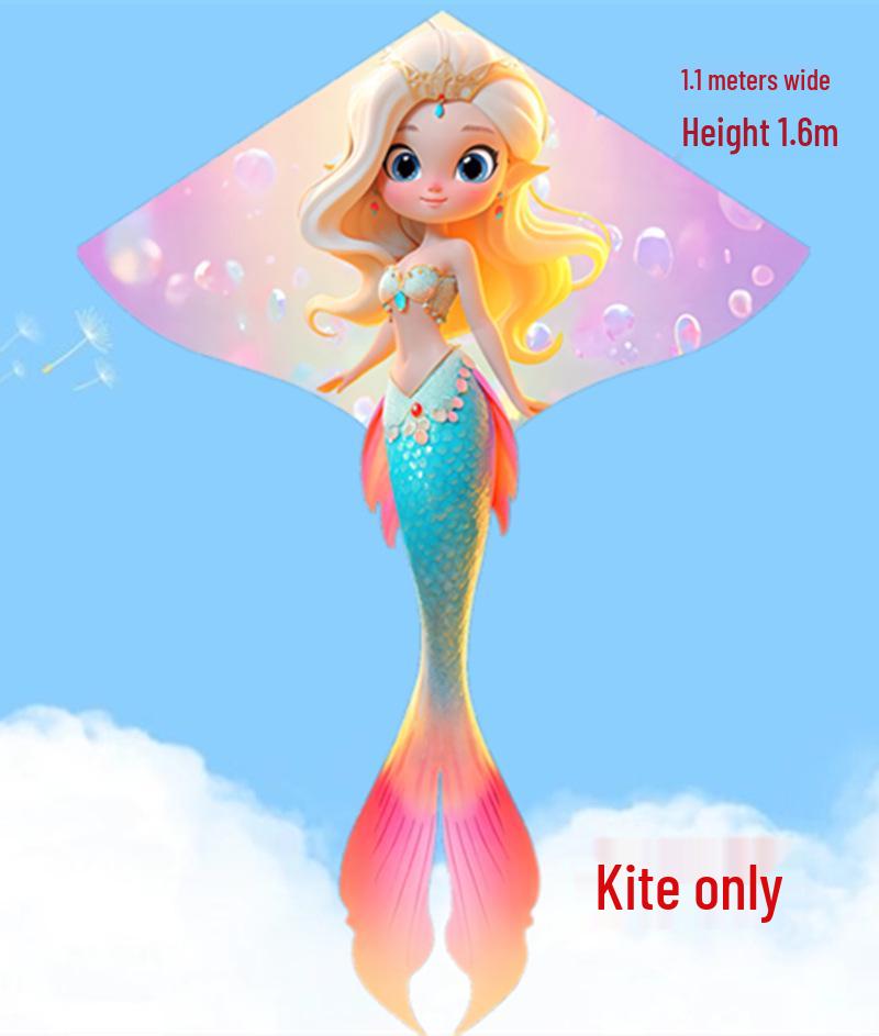Mermaid Kite: Easy to Fly in Light Breeze - Popular Cartoon Design for Kids