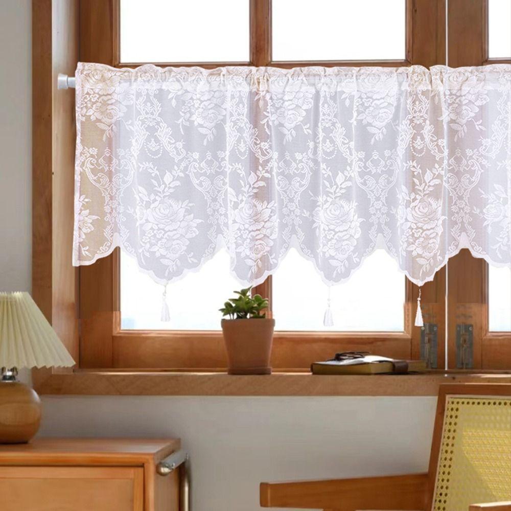 Quasten-Tüll-Fenster-Halbvorhänge Kleine frische Schrankvorhänge Neuer kurzer Vorhang für Heimdeko