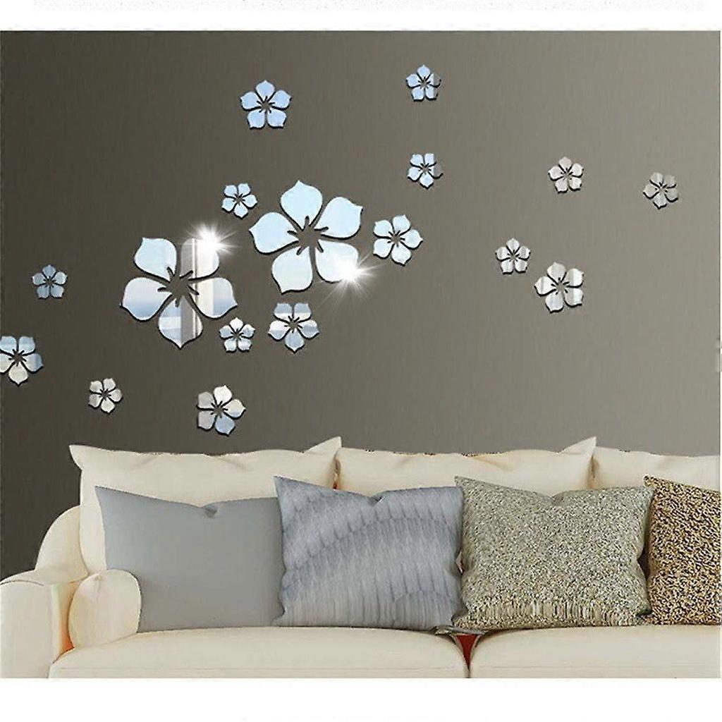 18 Pieces Mirror Wall Stickers, Acrylic Silver Decorative Stickers for Home Decor