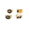 4pcs Irregular Design Geometric Open End Rings Punk Couple Rings  Hiphop Style