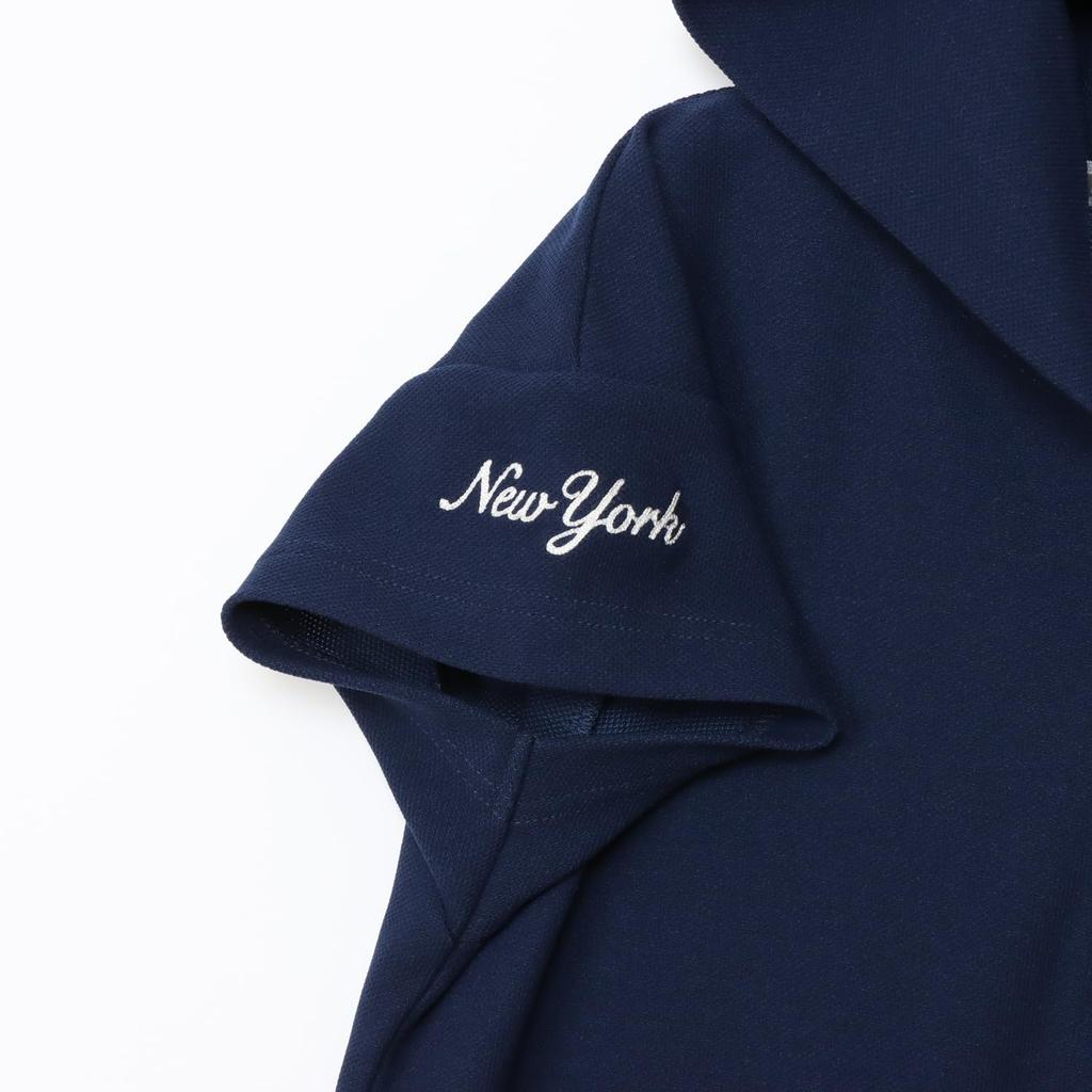 Champion Short Sleeve Hooded Polo Shirt UV Logo Embroidery Women's (CW-BG307), Navy, Heat-Shielding, Protection, Quick-Drying, One-Point