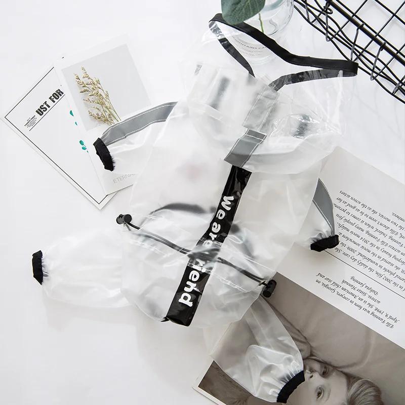 Four Feet Hooded Dog Raincoat Transparent Waterproof Pet Clothes For Small Medium Large Dogs Outdoor Rainproof Puppy Apparel